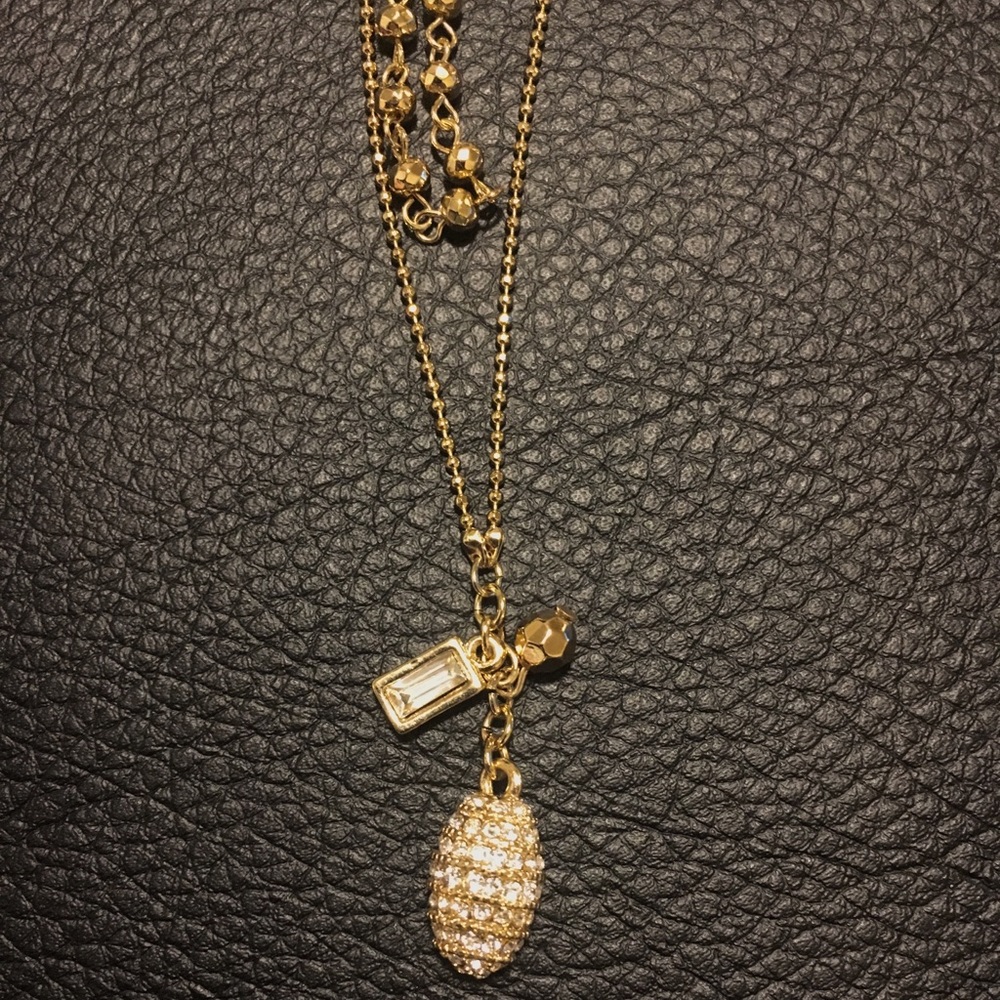 The Limited Pave Egg Gold Dangly Necklace NWOT